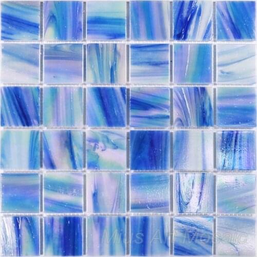 Fantastic blue big squae glass mosaic tile for shower room bathroom deocration