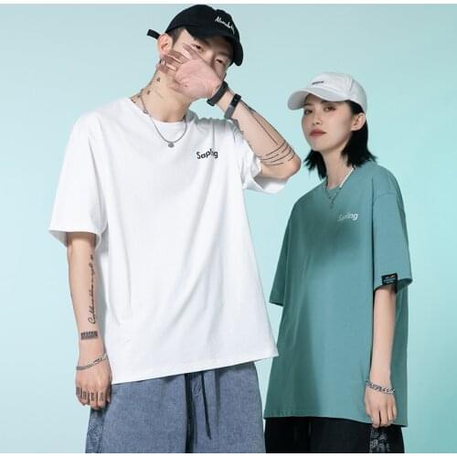2021 Fashion Summer Cotton Casual T Shirt Women Man O-Neck Short Sleeve Tees Soft Crop Urban TShirt Male Tops Homme Clothing