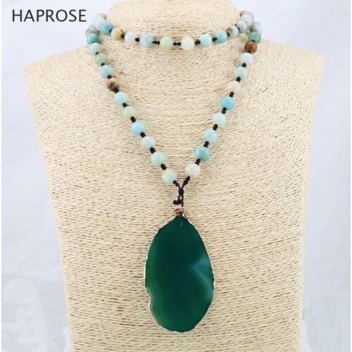 HAPROSE agate necklace pendant Amazon stone beads bohemian jewelry boutique jewelry necklace agate oval pendant new year gift