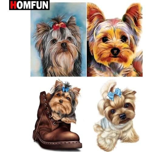 HOMFUN Paint With Diamond Embroidery "Pet dog animal" Diamond Painting Full Square Round Picture Of Rhinestone Decor