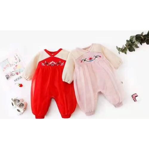 2 Color Newborn Baby Rompers Baby Girls New Year Classical Suit Infant Jumpsuits Outfits 0-12M