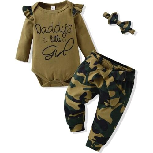 Newborn Baby Romper Clothing Sets For Girls Clothes Fashion Letter Print Top And Floral Pants With Bow Headband Infant Suits