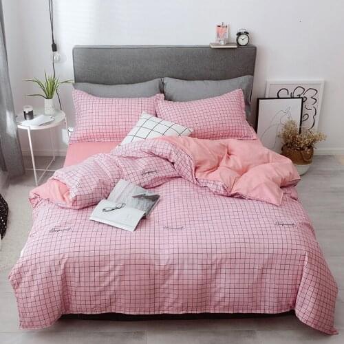 Pink Small Square Bedding Set Duvet Cover Set Pillowcase Home Textiles 2/3pcs Bed Linen King Queen Size Dropship