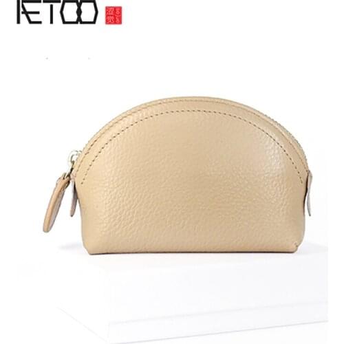 AETOO Head-layer cowhide mini shell wallet zipper leather coin bag bag Storage small wallet