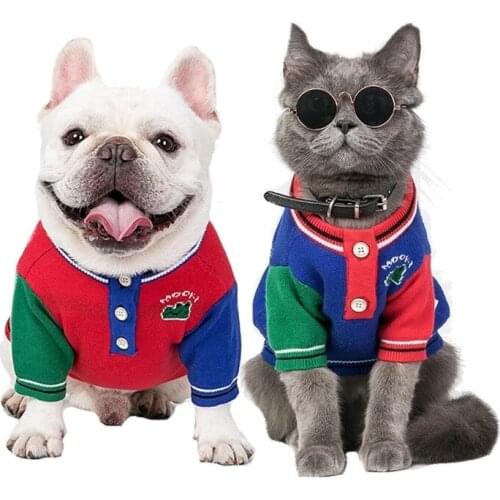 Soft Dog Sweater Classic Pet Casual Outfit Costume Fashion Cardigan Sweater Knit Jacket For Schnauzer Bulldog Puppy Clothes