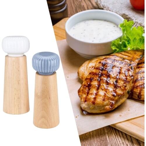 Wood Salt and Pepper Mill Set, Pepper Grinders, Salt Shakers with Adjustable Ceramic Rotor Pack of 2