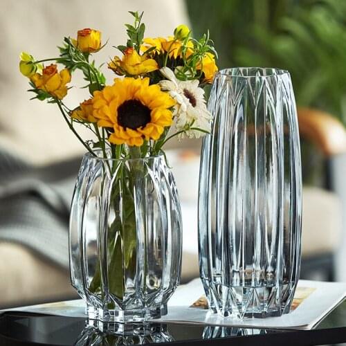 Nordic Transparent Glass Vase Living Room Simple Dried Flower Bottle Office Table Hydroponics Vase Home Bar Decoration Ornaments