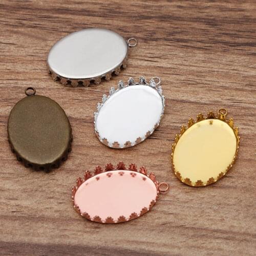 1000pcs 18x25mm 13x18mm Oval Pendant Base Settings Blanks Bezel tray Resin Glass Cabochons DIY Pendants Jewelry Accessories