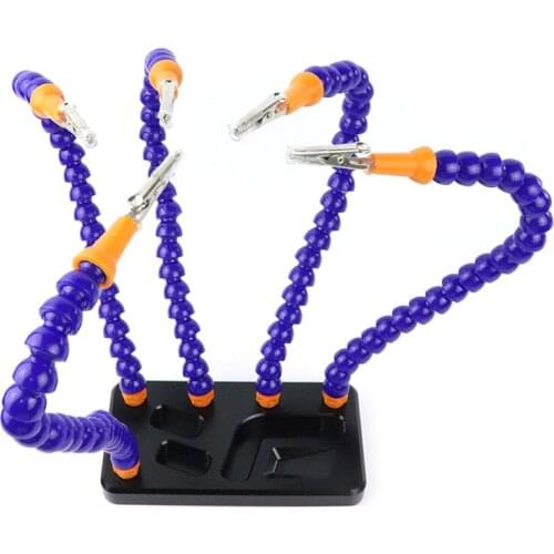 Aluminum Alloy Base Soldering Station 5pcs Helping Hands Flexible Hose For PCB Board Soldering Assembly Welding Tools