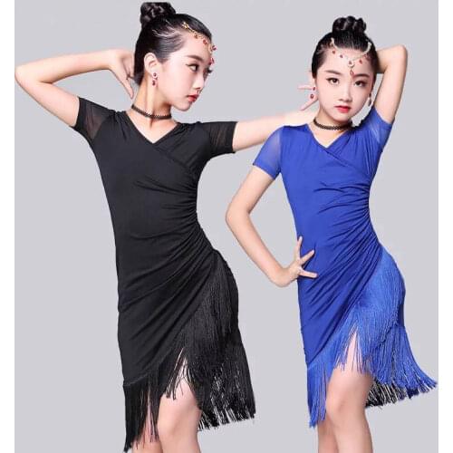 Children Latin Dance Dress 2021 New Swing Dance Dress Fringed Tango Salsa Ballroom Kids Dresses For Girls Costume Competition