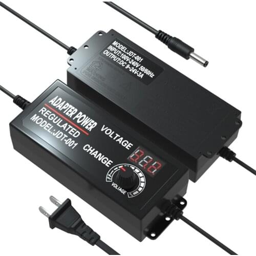 Voltage Adjustable Adapter AC 100-220V to DC 3V-12V 9V-24V 5A 3A CCTV Camera Led Strip Light Power Supply Plug Display Adaptor