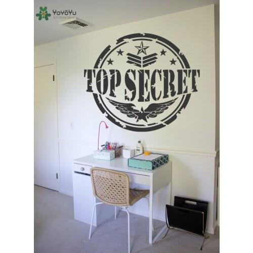 Symbol Design Wall Decal Quotes Top Secret Removable Stickers Vinyl Modern Design Wing Stars Pattern Stamp Home Decor MuralSY351