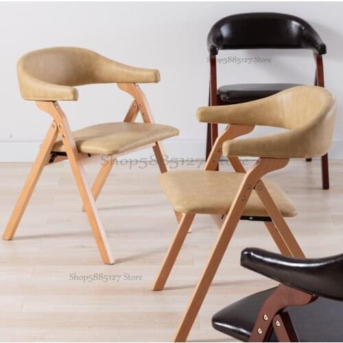 Solid Wood Folding Chair Home Nordic Backrest Chair Folding Dining Chair Simple Casual Office Conference Chair Negotiation Chair