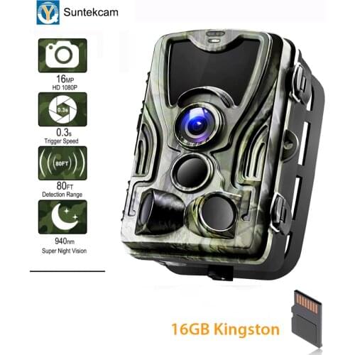 Suntekcam HC-801A 2019 Newest Hunting Camera 16MP 32GB Trail Camera IP65 Photo Traps 0.3s Trigger Time 850nm Wild Camera Trap