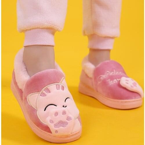 Childrens Slippers For kids Baby Infant Winter Slippers Animal Cat Plush Slippers For Toddler Girls Boys Warm Home Indoor Shoes