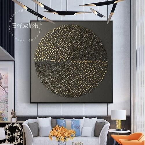 Embelish 1 Pieces HD Print On Canvas Oil Paintings Golden Paints Blackgrund Large Wall Posters For Living Room Bedroom Pictures