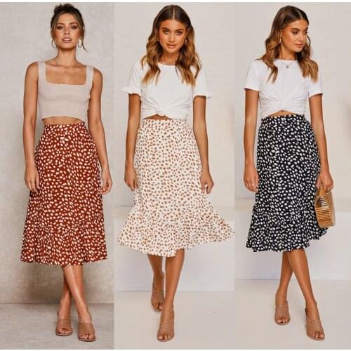 DUISNENA boho skirt leopard print women skirt floral print polka dot dress vestidos