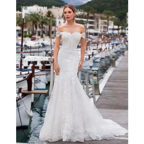 New Arrival Sexy Mermaid Wedding Dress 2020 Boat Neck Off the Shoulder Lace Up Bridal Gown Vestido de Novia Plus Size