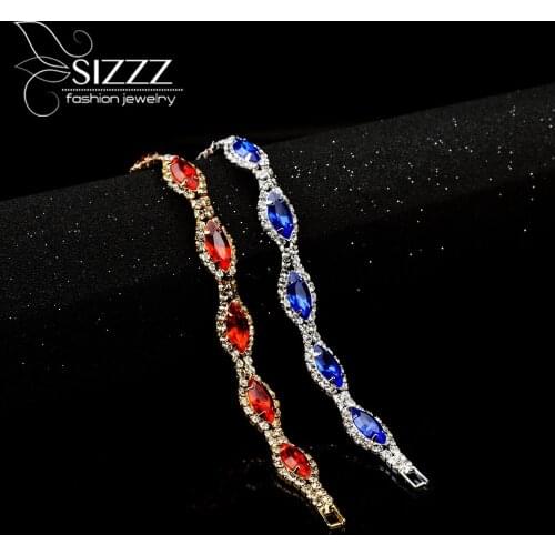 Gold Silver Color Beautiful Waterdrop Austrian Crystal Bracelet For Women Wedding Party Jewelry Female Bracelet Wholesale