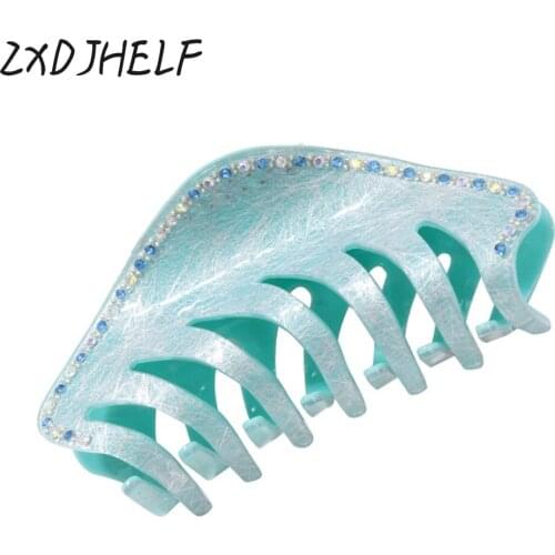 ZXDJHELF Women Large Size Acrylic Hairpins Candy Color Headwear Shiny Crystal Crab Hair Claws For Girl Hair Accessories F163