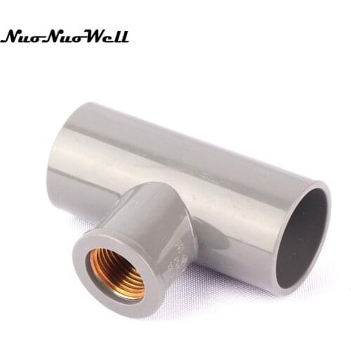 1pcs NuoNuoWell PVC 1/2" to 32mm Pipe Brass Female Thread Tee Connector Garden Hose Parts Irrigation Watering System Fittings