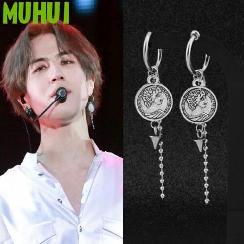 1pc Kpop GOT7 YuGyeom JB Style Earring Vintage Coin Tassel Drop Earrings Women Men Jewelry Good Packing EH-751