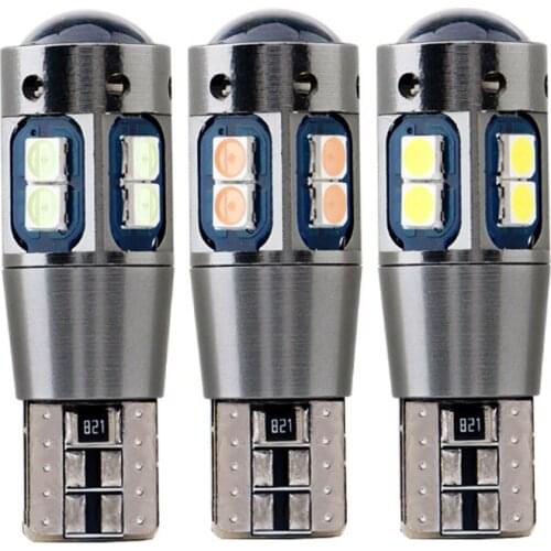 10-50pcs T10 W5W 194 Canbus NO Error Car LED Reading Light Bulb Auto Clearance lamp 3030 10SMD White Red Blue Yellow DC12V
