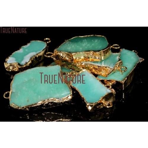 10Pcs Australian Jades Double Bail Pendant Pure Gold Color Free Form Double Bail Pendant Outlet Approx 25mm PC306