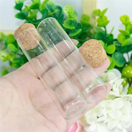 100pcs 22ml Refillable Hyaline Glass Bottles With Cork Clear Vials Packaging Empty Cosmetic Containers Vitreous Sub Jars