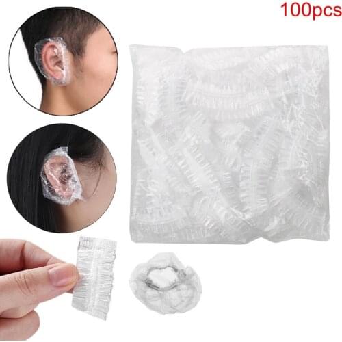 100 Pcs/Set Disposable Earmuffs Salon Hair Dye Clear Ear Cover Bathroom Products Transparent Waterproof Ear Protection