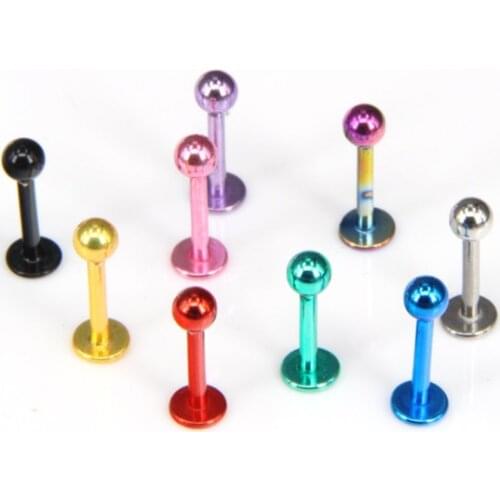 2 pcs/lot Dangle Lip Pircings Ear Bone Piercings Labret 1.2*8mm Surgical Stainless steel 4 Color Choice body jewelry