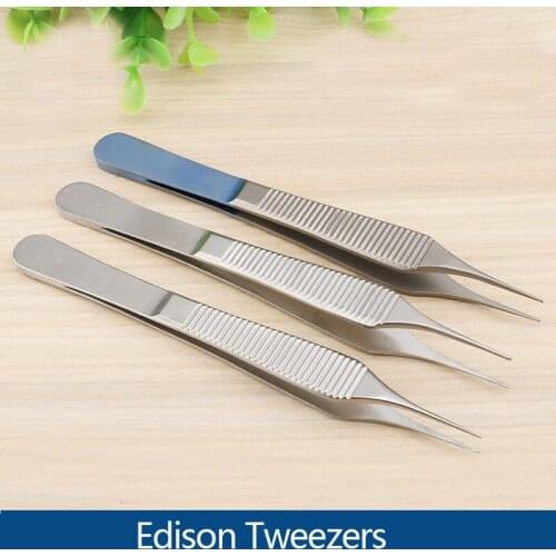 2019 stainless steel Double eyelid surgery tweezers fine plastic tine toothed gold handle fat licking hook tools