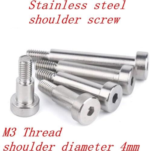 20pcs m3 thread 4mm shoulder diameter stainless steel hex socket shoulder screw length 3/4/5/6/8/10/12/13/15/16/20/25/30/40mm