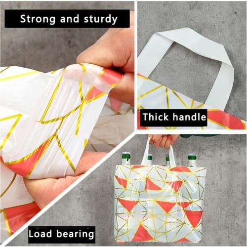 50pcs/ lot Creative Graphics Plastic Gift Bags Thick Portable Storage Shopping Bags Clothing store bags Wedding Party supplies