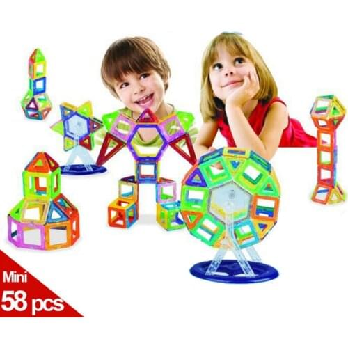 58PCS/lot Magnetic Toy Mini Magnetic Models & Building Blocks Construction Designer Set Children Magnetic Educational Toys