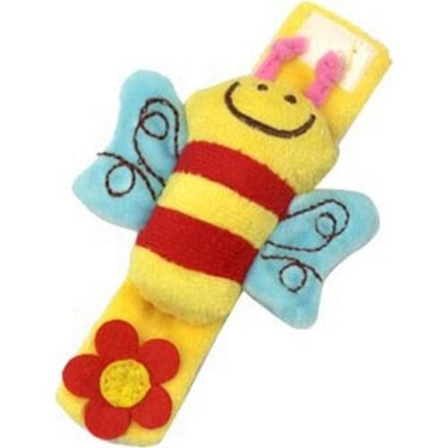 60% Hot Sale 1 PC Baby Rattle Wrist Band Cartoon Plush Bee Animal Wrist Band Rattle Hand Foot Bell Educational Baby Toy Gift