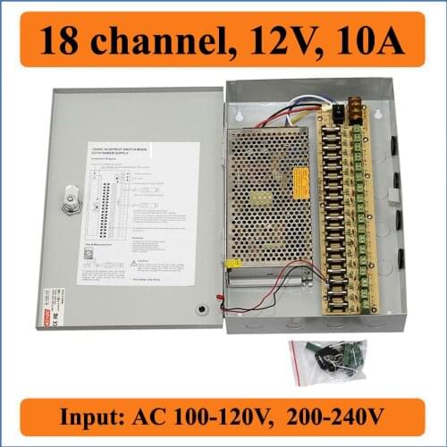 18 channel DC12V 10A CCTV Camera Power Box Security Video Camera wall-hang Box switching Power supply 18CH Ports 10A