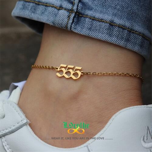 Gold Chain Ankle Bracelet Beach Accessories Sandals Women Summer Boho Jewelry 222 333 444 555 666 777 888 Angel Number Anklets