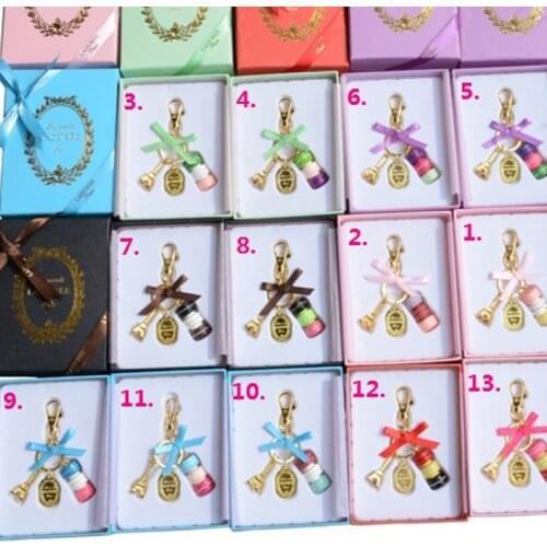 KC15 Hot Sell France Macarons Key Chain Effiel Tower Bag Charms Keychain Christmas Gifts for Her/Him with Color Box Packing