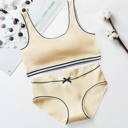 One-Piece Seamless Bra Sets For Women Simple Solid Color Lingerie Suits Top Padded Bralette Girl Sports Bra Sets