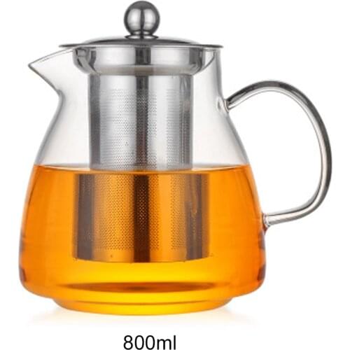 800ml Heat resistant Borosilicate Glass Tea Pot - Optional Teapot Warmer Cups and Bamboo Tea Tray Set Fine Tea Strainer