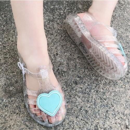 Kids Sandals Girls Toddler Soft Non-slip Princess Heart Shoes Candy Jelly Children Beach Shoes Casual Baby Girl Sandals