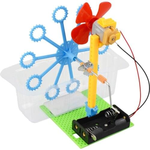 DIY Bubble Machine STEM Education Toy Assembly Foaming Boy Girl Bubble Water Blowing Toys Science Experiment Children