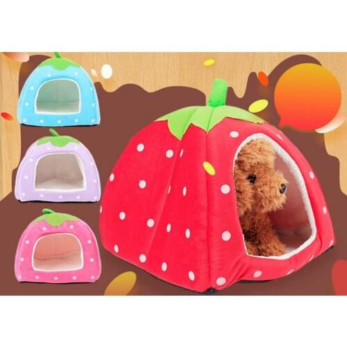 Fedex DHL Free Shipping Newest Soft Sponge Strawberry Dog Cat Pet Bed House Lovely Warm Doggy Kennel 3 colors,25pcs/lot