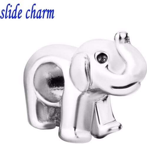 Slide charm Free shipping Christmas gift of a small elephant charm bracelet beads fit Pandora bracelets and jewelry accessories