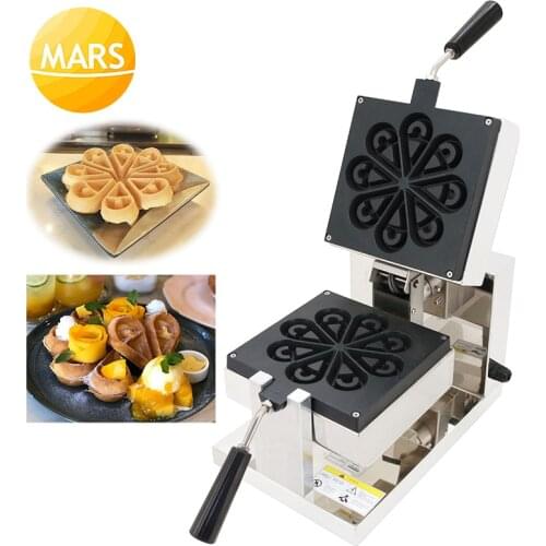 Commercial Blossom Shaped Electric Flip Waffle Makers Rotating Flower Waffle Making Machine In Food Machinery