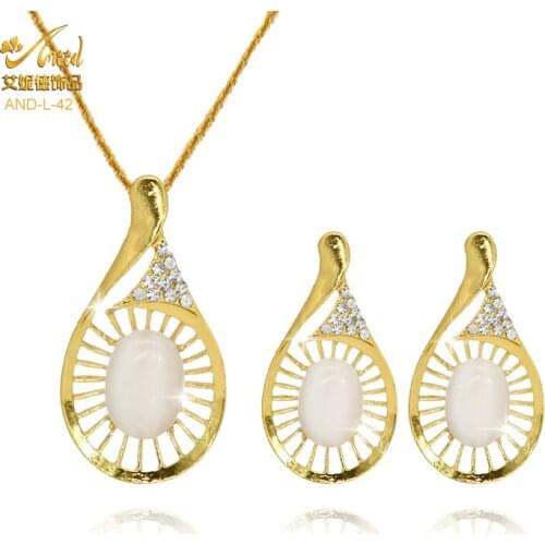 ANIID Opal Necklace Set Cc Earings Gold Wedding Jewelery Bridal Fashion Designer Accessories Vintage Hawaiian African Gift Dubai