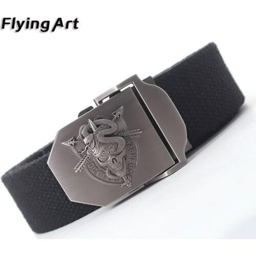 Flying Art Unisex Skeleton snake personality canvas belt High Quality Military Belts For Mens & Women Luxury Patriot Jeans Belt