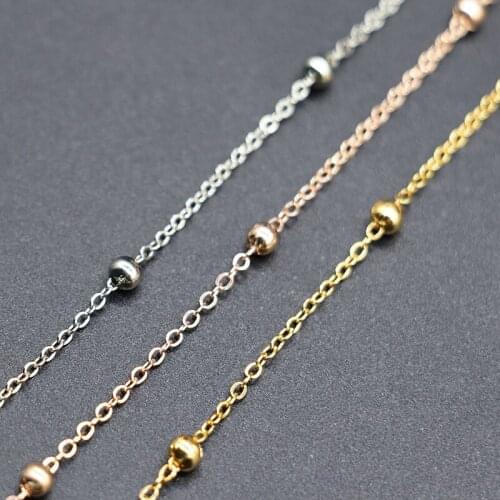 10m/lot Wdith 1.5mm 2mm Copper Rolo Link Chains for Bracelet with 3mm 4mm Bead Chains Necklace For DIY Jewelry Making Findings