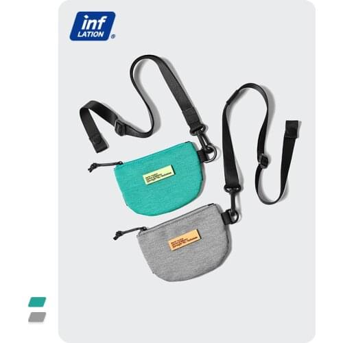 INFLATION Harajuku Mini Card Bag Men Coin Purse Waist Bag 2021 Fashion Pure Color Wallet With Removable Belt Men 454AI2021